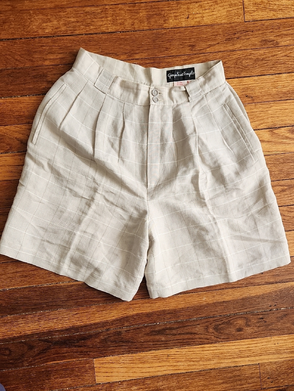 Vintage Giorgio Sant'Angelo Linen High-Rise Pleated Shorts